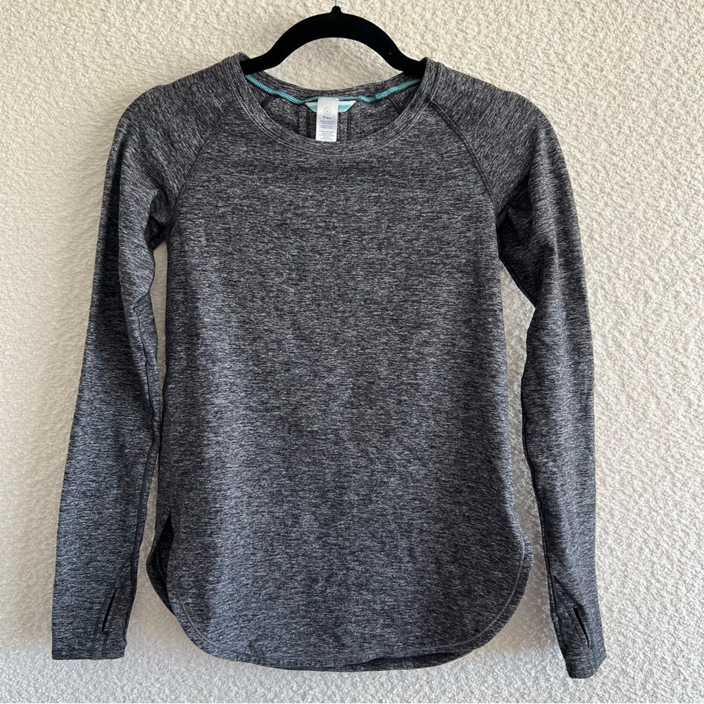 Ivivva Lululemon Girls Kids Gray Long Sleeve Stretch Shirt Size 12